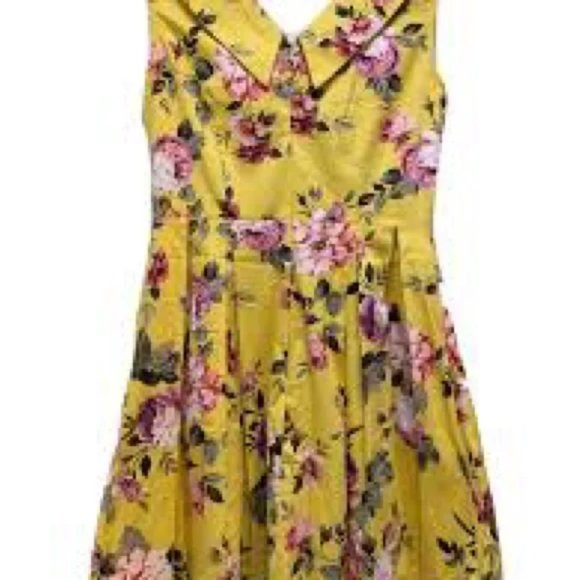 Modcloth Ixia Yellow Floral dress size XL - Picture 3 of 3